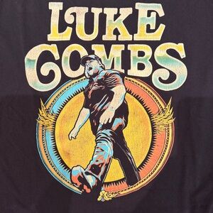 Gildan Black Luke Combs Graphic Tee with Yellow and Teal Print